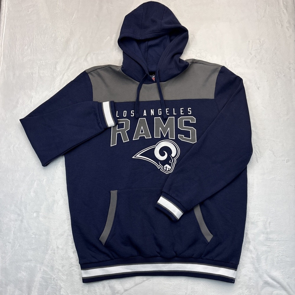 LA Rams NFL Pullover Hoodie XXL Navy Colorblock Streetwear Fanwear